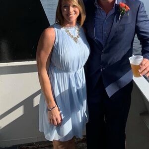 Ann Taylor Light Blue Pleated Dress